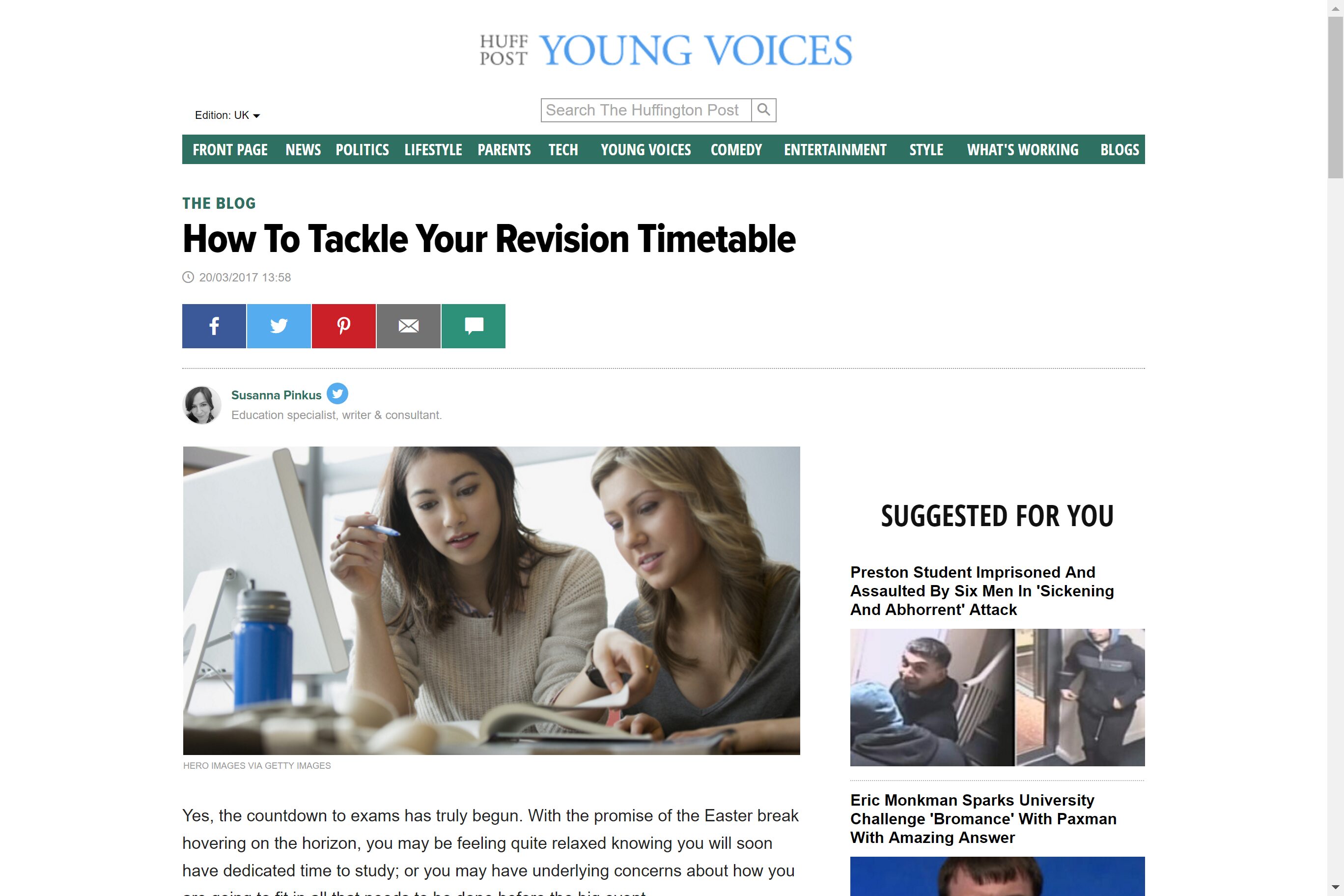 Screenshot of how to tackle your revision timetable article