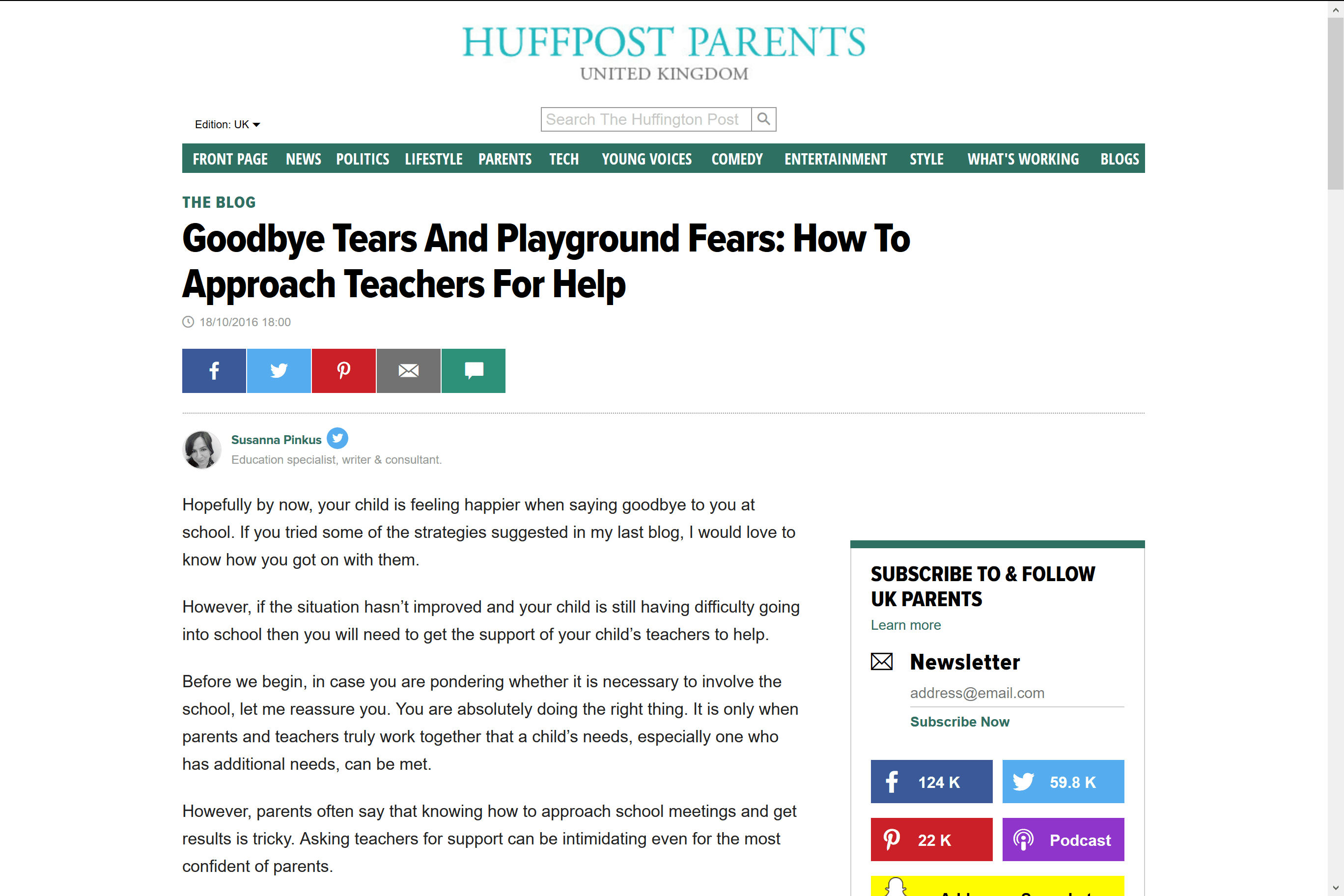 Screenshot of goodbye tears and playground fears: how to approach teachers for help article